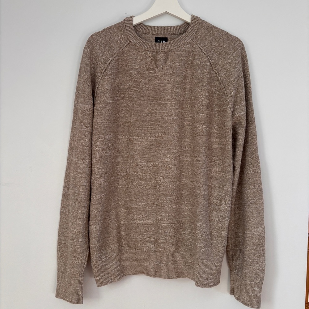 Gap Knit Marled Beige Crew Neck